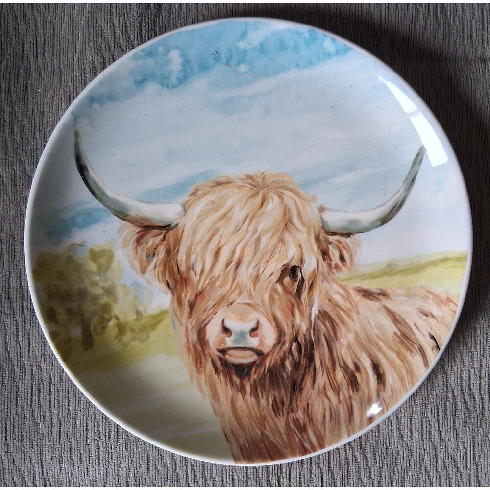 The Spring Shop-NEW-Highland Cow-8.5” Salad Plate-Beautiful